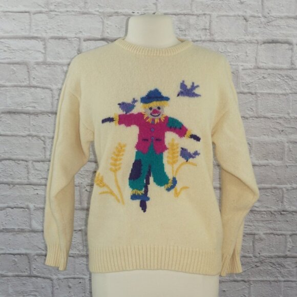 Vintage 80s Tulchan Wool Scarecrow Sweater - Picture 1 of 8
